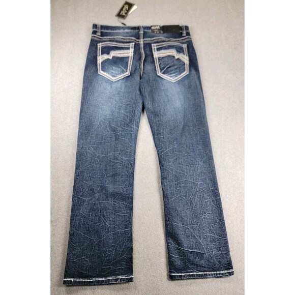 True Luck Jeans Mens 34x30 Boot Dark Blue Thick Stitch Mid Stretch Western NEW - Picture 16 of 16